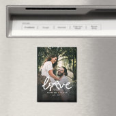 Modern Love Bow Typography Couple Custom Photo マグネット (インサイチュ (食洗機))