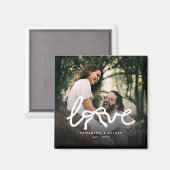 Modern Love Bow Typography Couple Custom Photo マグネット (正面/裏面)