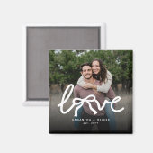 Modern Love Bow Typography Couple Custom Photo マグネット (正面/裏面)