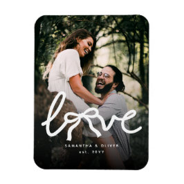 Modern Love Bow Typography Couple Custom Photo マグネット