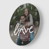 Modern Love Bow Typography Couple Custom Photo ラージ壁時計 (傾斜)