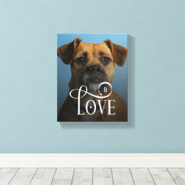 Modern Love Custom Boxer Dog Pets Photo Monogram キャンバスプリント
