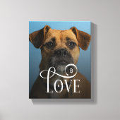 Modern Love Custom Boxer Dog Pets Photo Monogram キャンバスプリント (正面)