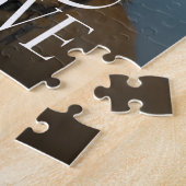 Modern Love Custom Boxer Dog Pets Photo Monogram ジグソーパズル (側面)