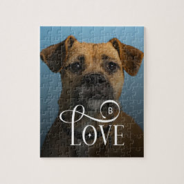 Modern Love Custom Boxer Dog Pets Photo Monogram ジグソーパズル