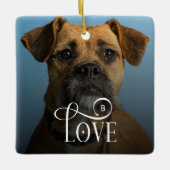 Modern Love Custom Boxer Dog Pets Photo Monogram セラミックオーナメント (正面)