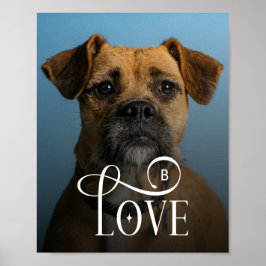 Modern Love Custom Boxer Dog Pets Photo Monogram ポスター
