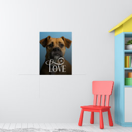 Modern Love Custom Boxer Dog Pets Photo Monogram ポスター