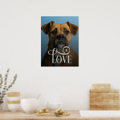 Modern Love Custom Boxer Dog Pets Photo Monogram ポスター (キッチン)