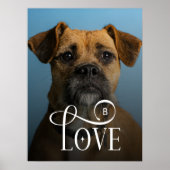 Modern Love Custom Boxer Dog Pets Photo Monogram ポスター (正面)