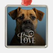 Modern Love Custom Boxer Dog Pets Photo Monogram メタルオーナメント (正面)