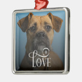 Modern Love Custom Boxer Dog Pets Photo Monogram メタルオーナメント (左)