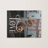 Modern Love Custom Cat Pets Photo Monogram ジグソーパズル (横)
