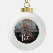 Modern Love Custom Cat Pets Photo Monogram セラミックボールオーナメント (正面)