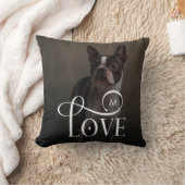 Modern Love Custom Dog Pets Photo Monogram クッション (ブランケット)