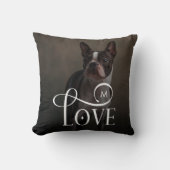 Modern Love Custom Dog Pets Photo Monogram クッション (正面)