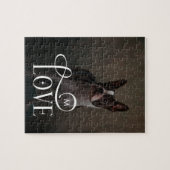 Modern Love Custom Dog Pets Photo Monogram ジグソーパズル (横)