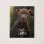 Modern Love Custom Dog Pets Photo Monogram ジグソーパズル (縦)