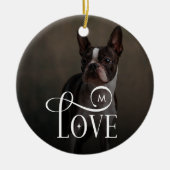 Modern Love Custom Dog Pets Photo Monogram セラミックオーナメント (正面)
