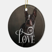 Modern Love Custom Dog Pets Photo Monogram セラミックオーナメント (左)