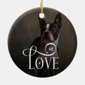 Modern Love Custom Dog Pets Photo Monogram セラミックオーナメント (裏面)