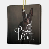 Modern Love Custom Dog Pets Photo Monogram セラミックオーナメント (左)