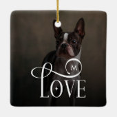 Modern Love Custom Dog Pets Photo Monogram セラミックオーナメント (裏面)
