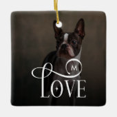 Modern Love Custom Dog Pets Photo Monogram セラミックオーナメント (正面)