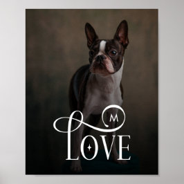 Modern Love Custom Dog Pets Photo Monogram ポスター