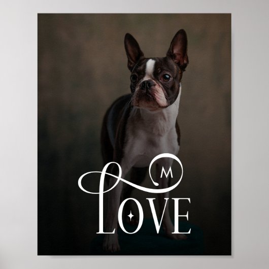 Modern Love Custom Dog Pets Photo Monogram ポスター (正面)