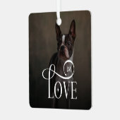 Modern Love Custom Dog Pets Photo Monogram メタルオーナメント (正面左)
