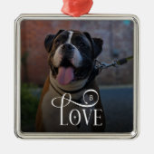 Modern Love Custom Dog Pets Photo Monogram メタルオーナメント (正面)