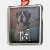 Modern Love Custom Dog Pets Photo Monogram メタルオーナメント (左)