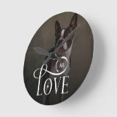 Modern Love Custom Dog Pets Photo Monogram ラウンド壁時計 (傾斜)