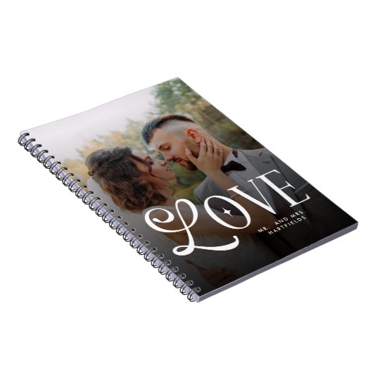 Modern Love Custom Wedding 2 Photos Couples ノートブック (右側)