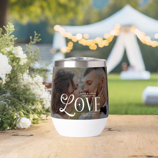 Modern Love Custom Wedding Photo Couples Monogram (ウェディング (回転後))