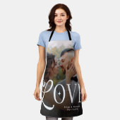 Modern Love Custom Wedding Photo Couples Monogram エプロン (着用した状態)