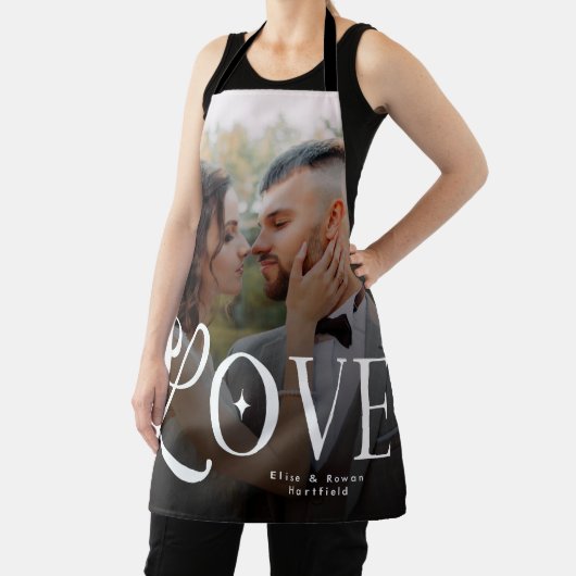 Modern Love Custom Wedding Photo Couples Monogram エプロン (インサイチュ)
