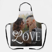 Modern Love Custom Wedding Photo Couples Monogram エプロン (正面)