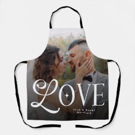 Modern Love Custom Wedding Photo Couples Monogram エプロン