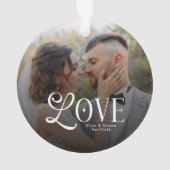 Modern Love Custom Wedding Photo Couples Monogram オーナメント (裏面)