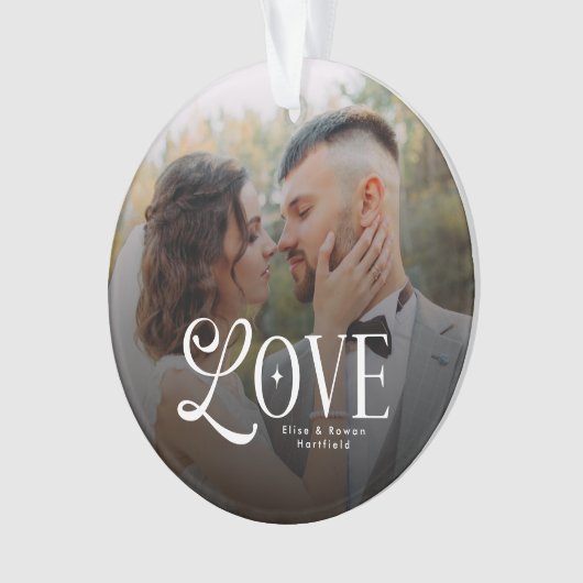 Modern Love Custom Wedding Photo Couples Monogram オーナメント (正面)