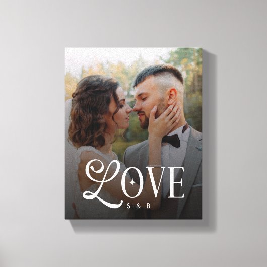 Modern Love Custom Wedding Photo Couples Monogram キャンバスプリント (正面)