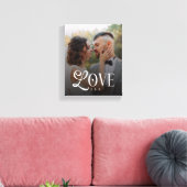 Modern Love Custom Wedding Photo Couples Monogram キャンバスプリント (インサイチュ (リビング))