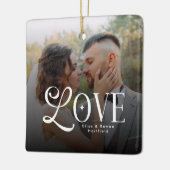 Modern Love Custom Wedding Photo Couples Monogram セラミックオーナメント (左)