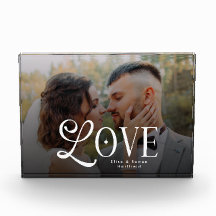 Modern Love Custom Wedding Photo Couples Monogram