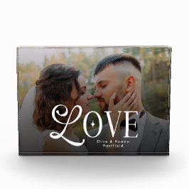Modern Love Custom Wedding Photo Couples Monogram フォトブロック