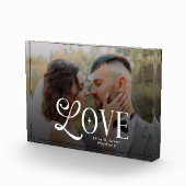 Modern Love Custom Wedding Photo Couples Monogram フォトブロック (右)