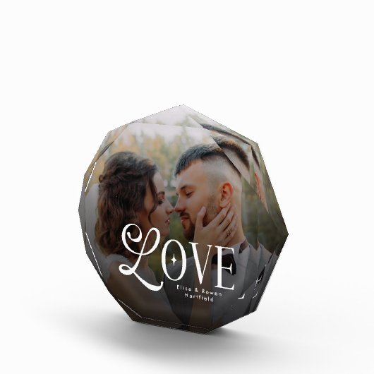 Modern Love Custom Wedding Photo Couples Monogram フォトブロック (右)