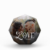 Modern Love Custom Wedding Photo Couples Monogram フォトブロック (正面)